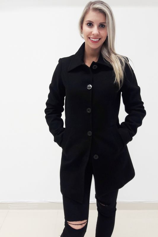 casaco de lã feminino preto