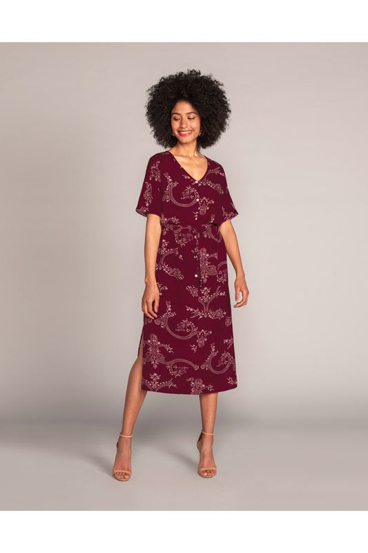 vestido bordo midi