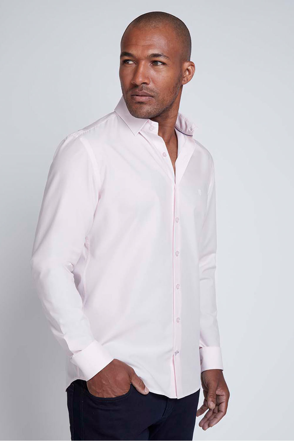 Camisa Individual Slim Fit Tricoline Rosa - Garm Store